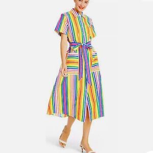 Christopher John Rogers x Target Rainbow Multi Striped  Shirtdress SZ 6 Like New